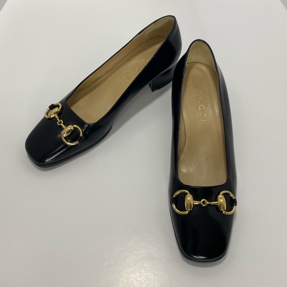 GUCCI Horsebit Square Toe Leather 1.5” Heels! Size 36 - Picture 2 of 15
